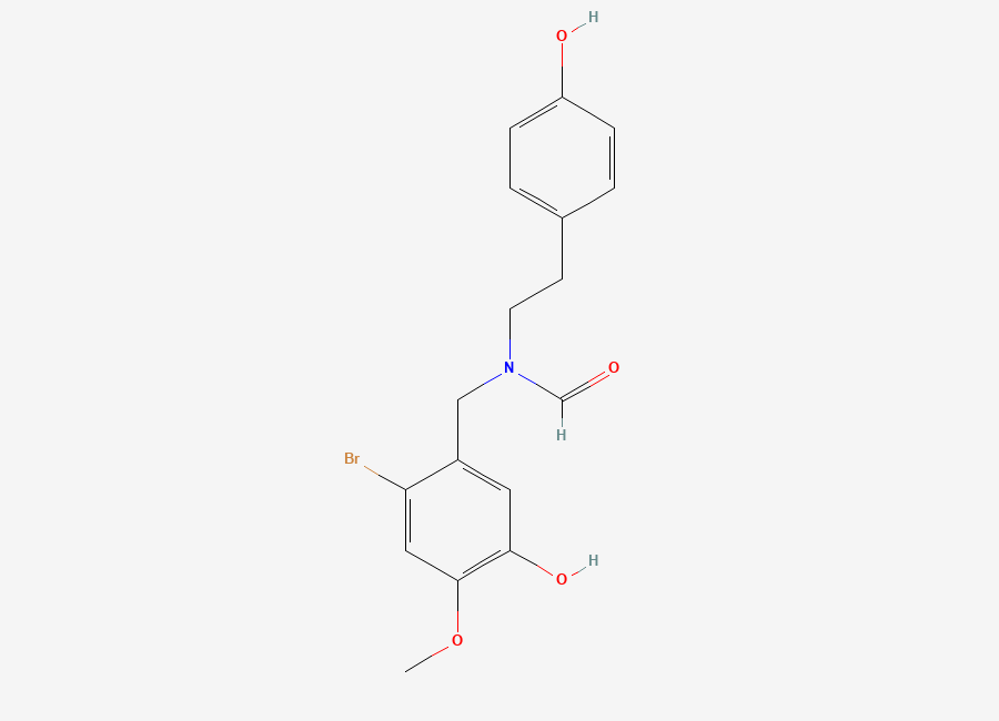 Two-dimensional chemical structure of N-(2-Bromo-5-hydroxy-4-methoxybenzyl)-N-(2-(4-hydroxyphenyl)ethyl)formamide