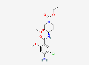 Two-dimensional chemical structure of cis-4-Amino-N-(1-carbethoxy-3-methoxy-4-piperidinyl)-5-chloro-2-methoxybenzamide, CAS 83863-70-1