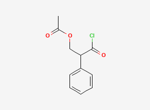 Two-dimensional chemical structure of 3-Chloro-3-oxo-2-phenylpropyl acetate