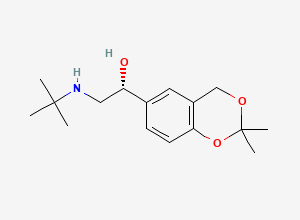 Two-dimensional chemical structure of (1R)-1-(2,2-Dimethyl-4H-1,3-benzodioxin-6-yl)-2-(tert-butylamino)ethanol, CAS 238762-31-7