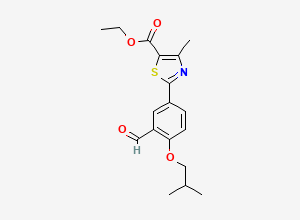 Two-dimensional chemical structure of 5-Thiazolecarboxylic acid, 2-[3-formyl-4-(2-methylpropoxy)phenyl]-4-methyl-, ethyl ester, CAS 161798-03-4