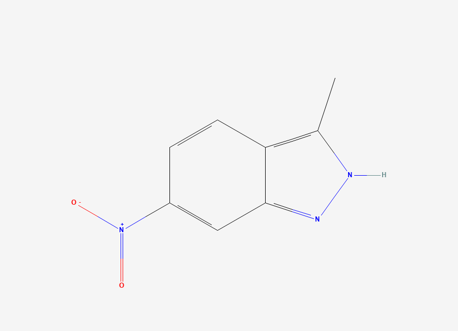 Two-dimensional chemical structure of 3-Methyl-6-nitro-1H-indazole, CAS 1313372-75-6