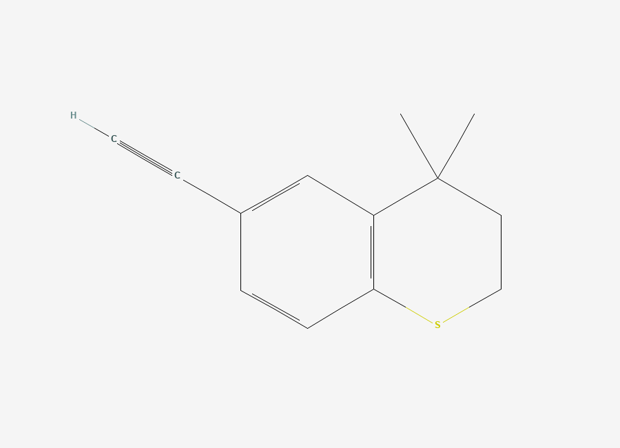 Two-dimensional chemical structure of 6-ethynyl-4,4-dimethylthiochromane, CAS 118292-06-1