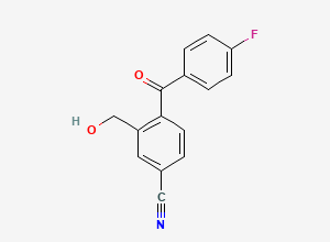 Two-dimensional chemical structure of 4-(4-Fluorobenzoyl)-3-hydroxymethylbenzonitrile, CAS 260371-16-2