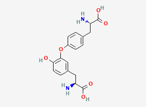 Two-dimensional chemical structure of (2S)-2-amino-3-[4-[5-[(2S)-2-amino-2-carboxyethyl]-2-hydroxyphenoxy]phenyl]propanoic acid