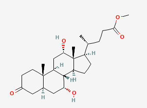Two-dimensional chemical structure of Methyl 3-Keto-7a,12a-dihydroxy-5a-cholanoate