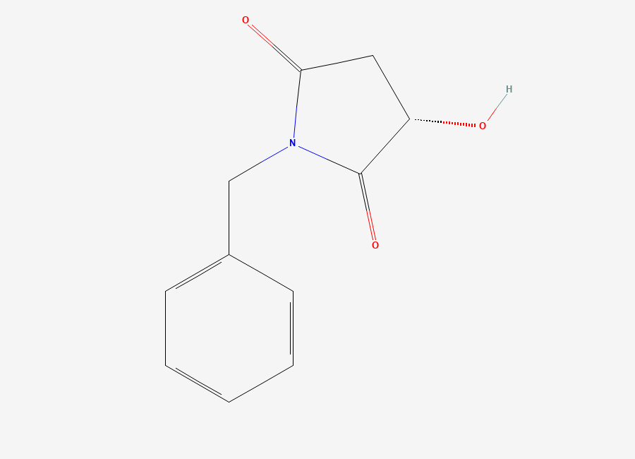 Two-dimensional chemical structure of N-Benzyl-(3S)-hydroxysuccinimide, CAS 101469-91-4