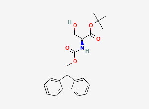 Two-dimensional chemical structure of N-alpha-((9H-Fluoren-9-ylmethoxy)carbonyl)-L-serine tert-butyl ester