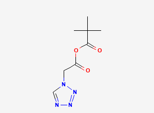 Two-dimensional chemical structure of 2-(1H-tetrazol-1-yl)acetic pivalic anhydride, CAS 43194-95-2