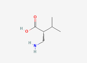 Two-dimensional chemical structure of (R)-2-(Aminomethyl)-3-methylbutanoic acid