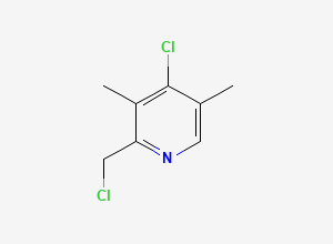 Two-dimensional chemical structure of 4-Chloro-2-(chloromethyl)-3,5-dimethylpyridine, CAS 142885-96-9