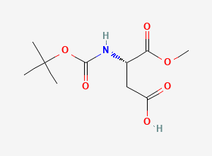 Two-dimensional chemical structure of (3S)-3-(((tert-butoxy)carbonyl)amino)-4-methoxy-4-oxobutanoic acid