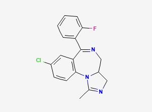 Two-dimensional chemical structure of 8-Chloro-6-(2-fluorophenyl)-3a,4-dihydro-1-methyl-3H-imidazo(1,5-a)(1,4)benzodiazepine