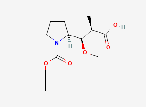 Two-dimensional chemical structure of (2R,3R)-3-((2S)-1-(tert-Butoxycarbonyl)pyrrolidin-2-yl)-3-methoxy-2-methylpropanoic acid