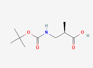 Two-dimensional chemical structure of (R)-3-((tert-butoxycarbonyl)amino)-2-methylpropanoic acid