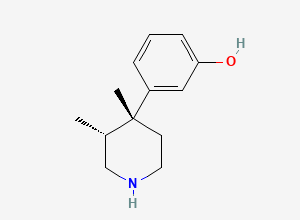 Two-dimensional chemical structure of [(3R,4R)-3,4-Dimethylpiperidin-4-yl]phenol, CAS 119193-19-0