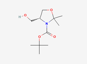 Two-dimensional chemical structure of (R)-4-Hydroxymethyl-2,2-dimethyl-oxazolidine-3-carboxylic acid tert-butyl ester