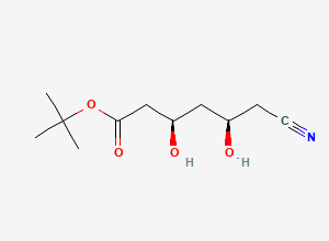 Two-dimensional chemical structure of (3R,5R)-6-Cyano-3,5-dihydroxy-hexanoic acid tert-butyl ester, CAS 125971-93-9