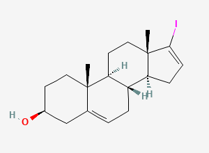 Two-dimensional chemical structure of 17-Iodoandrosta-5,16-diene-3β-ol, CAS 32138-69-5