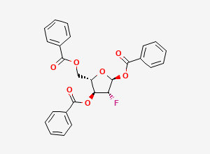 Two-dimensional chemical structure of (2S,3R,4S,5S)-4-(benzoyloxy)-5-((benzoyloxy)methyl)-3-fluorooxolan-2-yl benzoate
