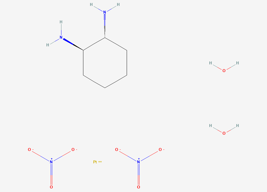 Two-dimensional chemical structure of Diaquodiaminocyclohexaneplatinum dinitrate, (R,R)-