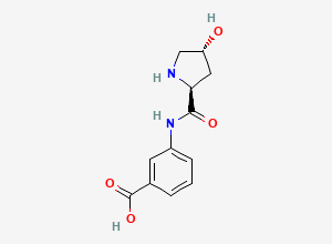 Two-dimensional chemical structure of 3-((2S,4R)-4-Hydroxypyrrolidine-2-carboxamido)benzoic acid