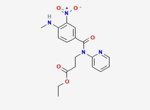 Two-dimensional chemical structure of N-(4-(Methylamino)-3-nitrobenzoyl)-N-2-pyridinyl-beta-alanine ethyl ester, CAS 429659-01-8