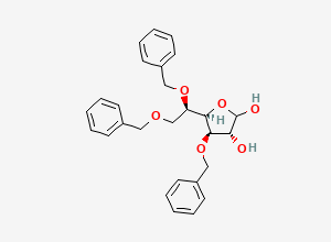 Two-dimensional chemical structure of 3,5,6-Tris-O-(phenylmethyl)-D-glucofuranose, CAS 35958-64-6