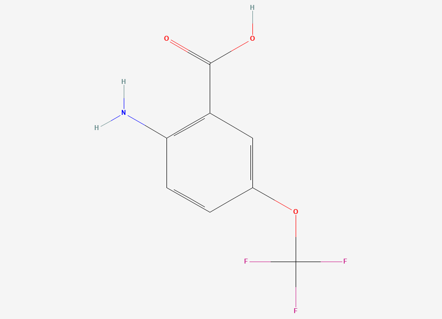 Two-dimensional chemical structure of 2-amino-5-(trifluoromethoxy)benzoic Acid