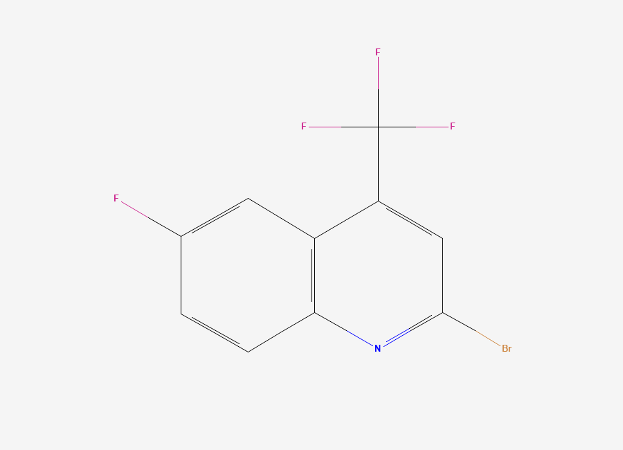 Two-dimensional chemical structure of 2-Bromo-6-fluoro-4-(trifluoromethyl)quinoline