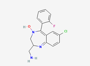 Two-dimensional chemical structure of 2-(Aminomethyl)-7-chloro-5-(2-fluorophenyl)-2,3-dihydro-1H-benzo[e][1,4]diazepine 4-oxide