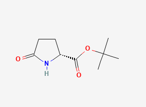 Two-dimensional chemical structure of tert-butyl (2R)-5-oxopyrrolidine-2-carboxylate