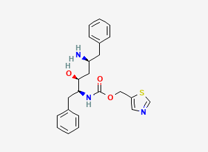 Two-dimensional chemical structure of 1,3-Thiazol-5-ylmethyl N-((1S,2S,4S)-4-amino-1-benzyl-2-hydroxy-5-phenylpentyl)carbamate