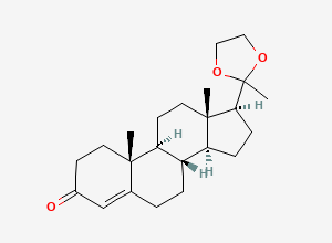 Two-dimensional chemical structure of (8S,9S,10R,13S,14S,17S)-10,13-Dimethyl-17-(2-methyl-1,3-dioxolan-2-yl)-1,2,6,7,8,9,11,12,14,15,16,17-dodecahydrocyclopenta[a]phenanthren-3-one