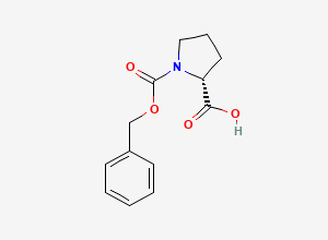 Two-dimensional chemical structure of 1-benzyl hydrogen (R)-pyrrolidine-1,2-dicarboxylate