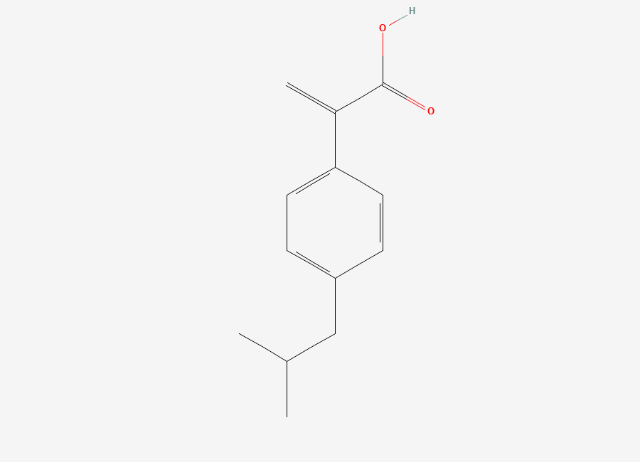 Two-dimensional chemical structure of 2-(4-Isobutylphenyl)prop-2-enoic Acid, CAS 6448-14-2