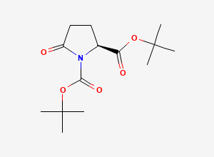 Two-dimensional chemical structure of Di-tert-butyl (2S)-5-oxopyrrolidine-1,2-dicarboxylate