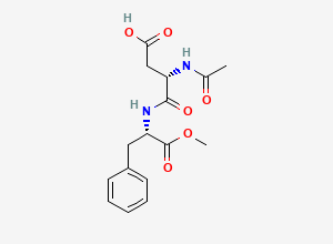 Two-dimensional chemical structure of (3S)-3-acetamido-4-[[(2S)-1-methoxy-1-oxo-3-phenylpropan-2-yl]amino]-4-oxobutanoic acid