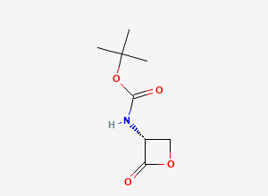 Two-dimensional chemical structure of (R)-tert-Butyl (2-oxooxetan-3-yl)carbamate