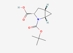 Two-dimensional chemical structure of (1S,3S,5S)-2-((tert-butoxy)carbonyl)-2-azabicyclo(3.1.0)hexane-3-carboxylic acid