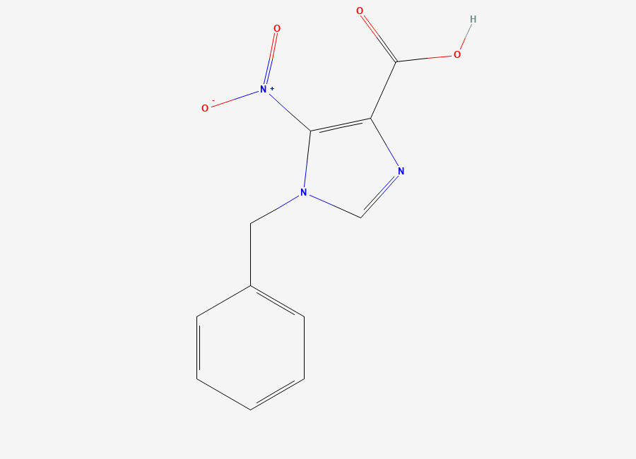 Two-dimensional chemical structure of 1-Benzyl-5-nitro-1H-imidazole-4-carboxylic acid