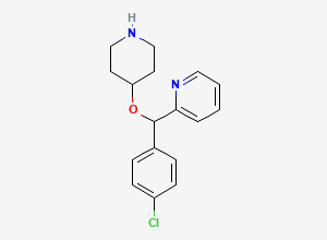 Two-dimensional chemical structure of 2-[(4-Chlorophenyl)(4-piperidinyloxy)methyl]pyridine, CAS 122368-54-1