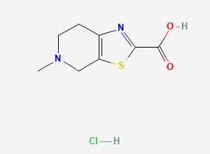Two-dimensional chemical structure of 5-Methyl-4,5,6,7-tetrahydrothiazolo[5,4-c]pyridine-2-carboxylic acid hydrochloride, CAS 720720-96-7