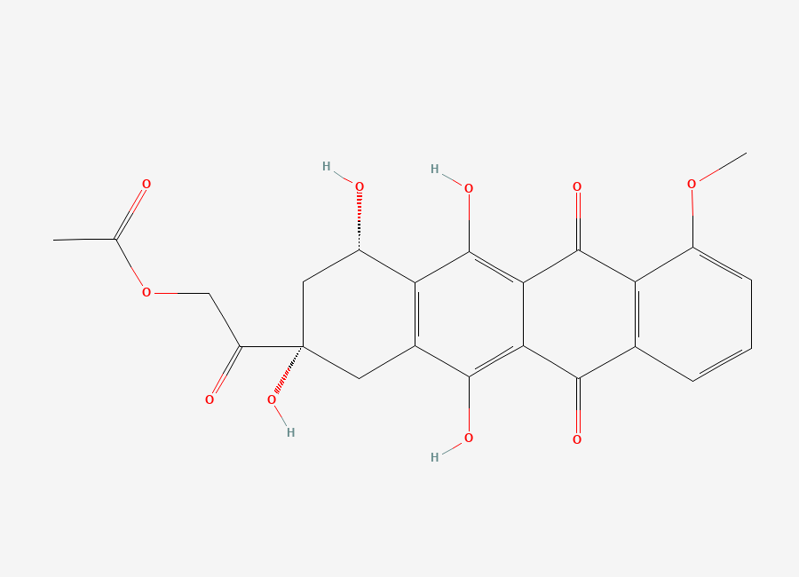 Two-dimensional chemical structure of 14-O-Acetyldaunomycinone, CAS 29984-41-6