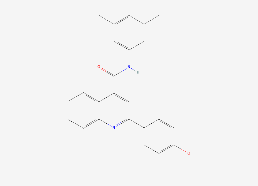 Two-dimensional chemical structure of N-(3,5-dimethylphenyl)-2-(4-methoxyphenyl)quinoline-4-carboxamide