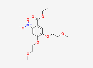 Two-dimensional chemical structure of 4, ?5-Bis(2-?methoxyethoxy)?-?2-?nitro-?benzoic Acid Ethyl Ester, CAS 179688-26-7