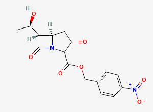 Two-dimensional chemical structure of (4-Nitrophenyl)methyl (5R,6S)-6-((1R)-1-hydroxyethyl)-3,7-dioxo-1-azabicyclo(3.2.0)heptane-2-carboxylate