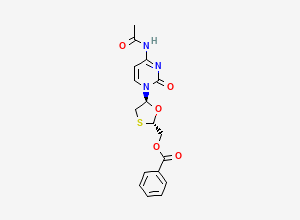 Two-dimensional chemical structure of ((2S,5S)-5-(4-Acetamido-2-oxopyrimidin-1(2H)-yl)-1,3-oxathiolan-2-yl)methyl benzoate