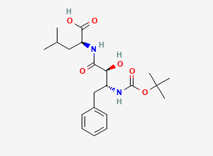 Two-dimensional chemical structure of ((2S,3R)-3-((tert-Butoxycarbonyl)amino)-2-hydroxy-4-phenylbutanoyl)-L-leucine, CAS 87304-15-2