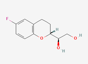 Two-dimensional chemical structure of (1R)-1-[(2R)-6-Fluoro-3,4-dihydro-2H-1-benzopyran-2-yl]-1,2-ethanediol